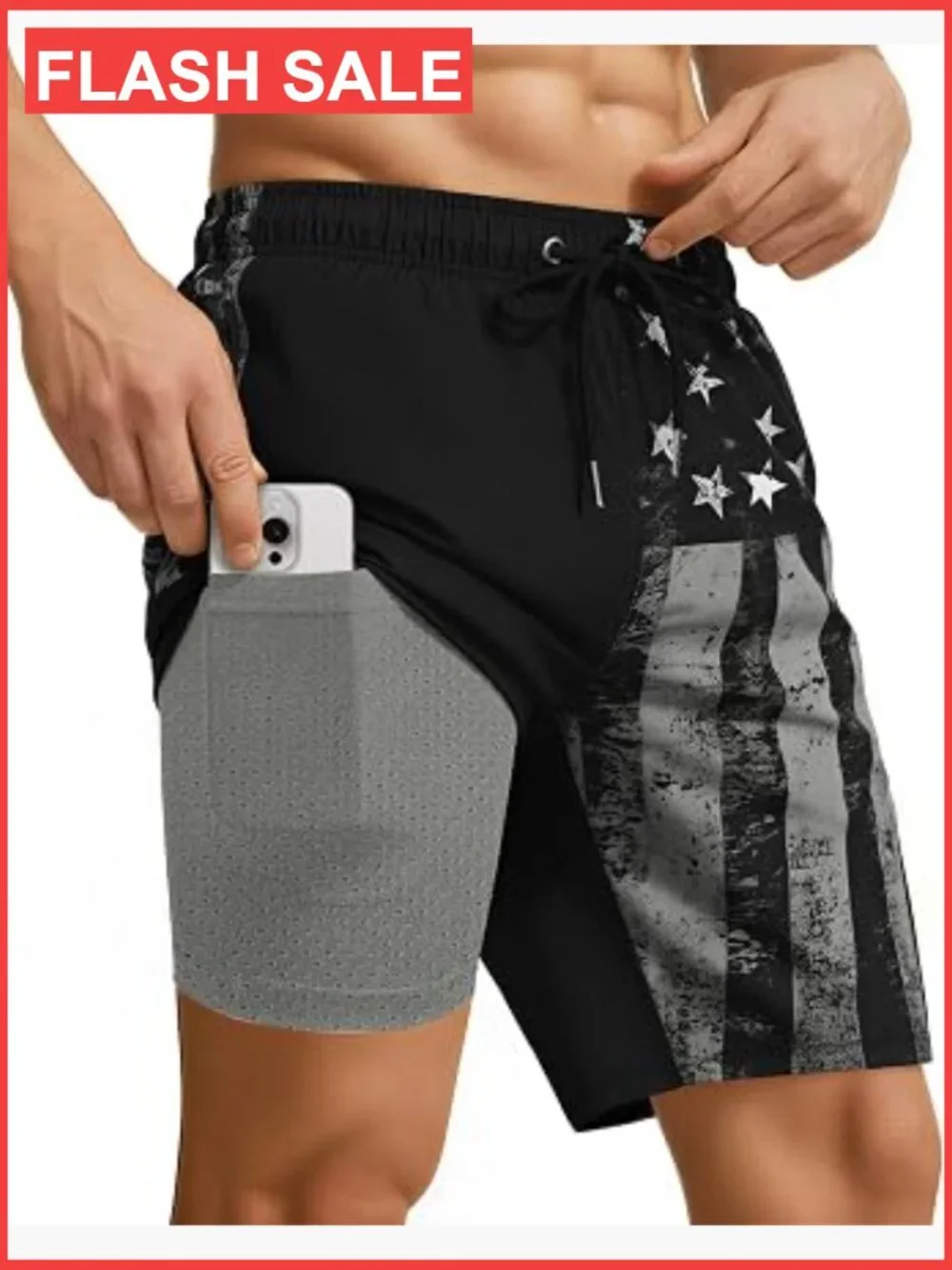 9 Inch Swim Trunks with Compression Liner Quick Dry Zipper Pockets